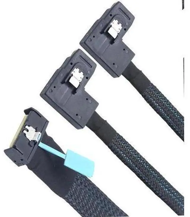 Alt view image 2 of 6 - PCIe Gen5 MCIO 8X 8i to Dual Mini SAS SFF8087 Right Angle Server Adapter Cable, 32Gbps HighSpeed 85Ohm Data Cable for RAID Controller, HDD, SSD, 0.5M/19.68in