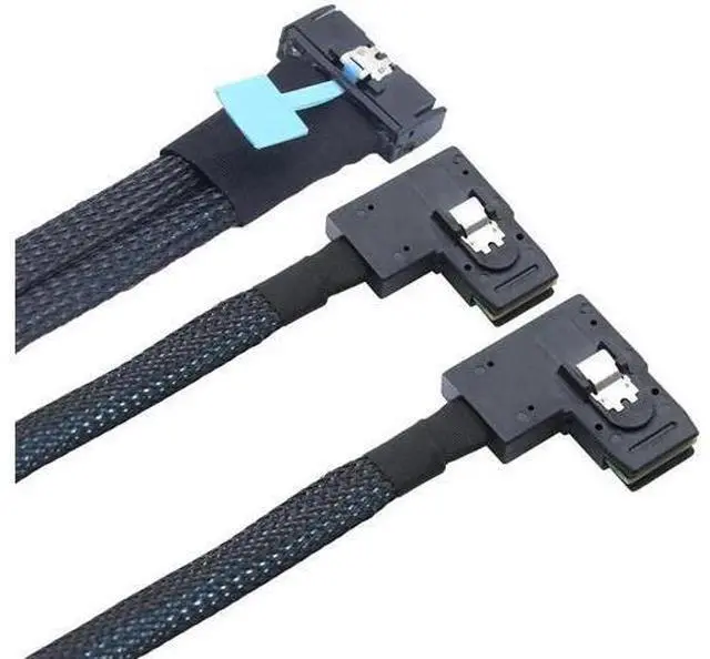 Alt view image 3 of 6 - PCIe Gen5 MCIO 8X 8i to Dual Mini SAS SFF8087 Right Angle Server Adapter Cable, 32Gbps HighSpeed 85Ohm Data Cable for RAID Controller, HDD, SSD, 0.5M/19.68in