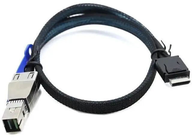 Alt view image 2 of 5 - OCuLink 4i SFF8611 to SAS HD SFF8644 4i Cable, 12Gbps HighSpeed Server Data Cable, Compatible with RAID Controller, Workstation & Storage Expansion, 1M/39.37in