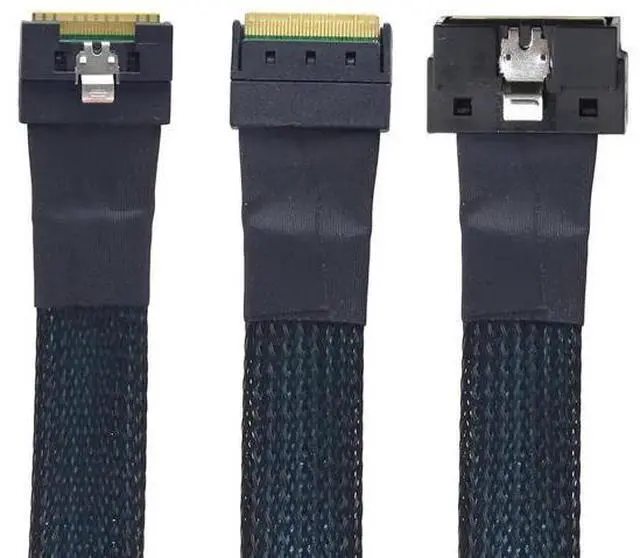 Main image of PCIe SlimSAS LP LowProfile SFF8654 8i to SFF8654 8X Server Cable, 24Gbps HighSpeed, 85 Impedance, FlattoFlat Internal Cable with AntiMisplug Design, Black, 0.5M