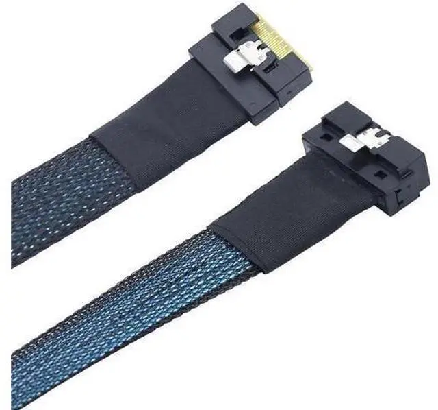 Alt view image 2 of 7 - PCIe SlimSAS LP LowProfile SFF8654 8i to SFF8654 8X Server Cable, 24Gbps HighSpeed, 85 Impedance, FlattoFlat Internal Cable with AntiMisplug Design, Black, 0.5M