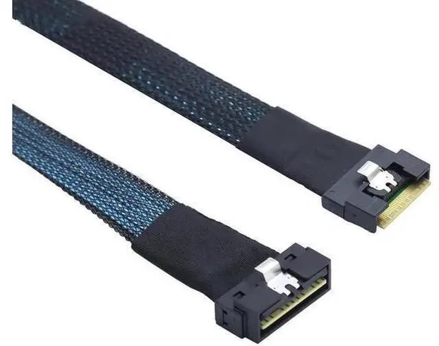 Alt view image 4 of 7 - PCIe SlimSAS LP LowProfile SFF8654 8i to SFF8654 8X Server Cable, 24Gbps HighSpeed, 85 Impedance, FlattoFlat Internal Cable with AntiMisplug Design, Black, 0.5M