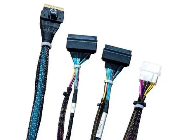 Alt view image 2 of 6 - SlimSAS 8X to 2×U.2 NVMe Adapter Cable, SFF8654 74Pin to 2×SFF8639 68Pin with Power, 75CM (Broadcom MPN 056000500, CBLSAST0953)