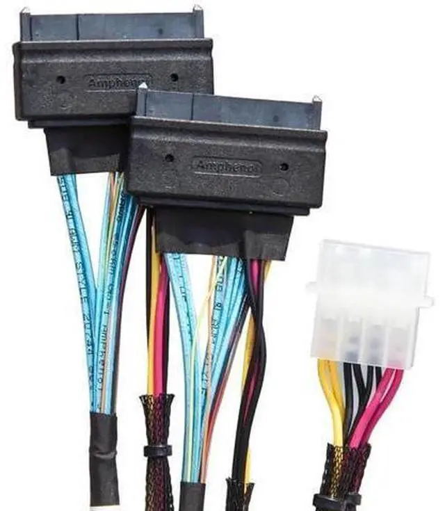 Alt view image 4 of 6 - SlimSAS 8X to 2×U.2 NVMe Adapter Cable, SFF8654 74Pin to 2×SFF8639 68Pin with Power, 75CM (Broadcom MPN 056000500, CBLSAST0953)