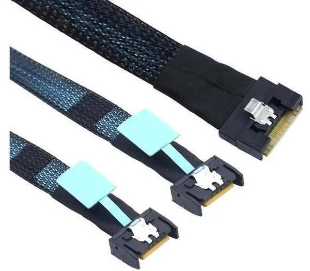Main image of Slimline SAS SFF8654 8i to Dual MCIO 4i Server Cable with FullCover AntiMisplug Design, 16Gbps HighSpeed Copper Wire Harness, 0.5M/19.68in