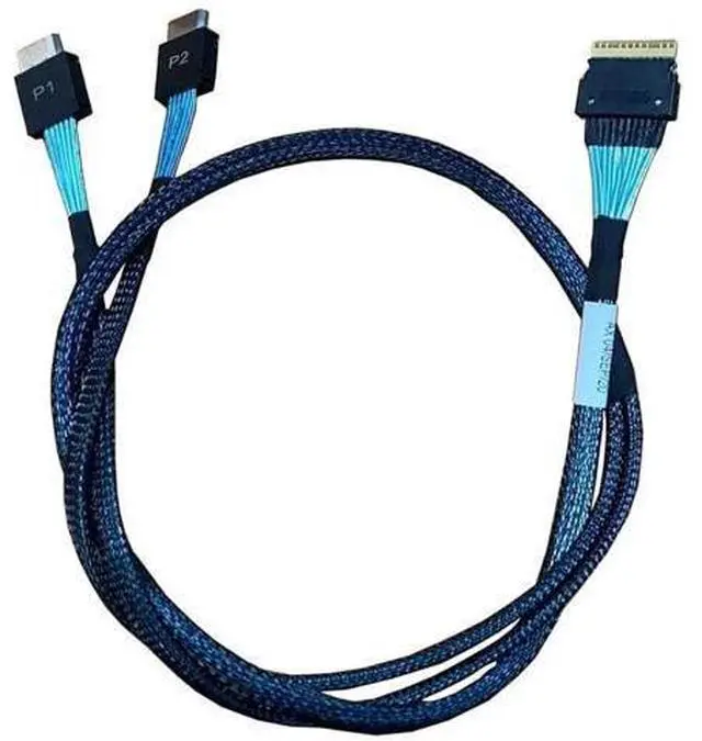 Main image of 80cm SlimSAS 8X to 2×oCuLink 4X Cable, SFF8654 74Pin to 2×SFF8611 36Pin (Compatible with Broadcom MPN 056000100CBLSAST115485)