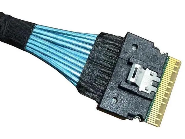Alt view image 2 of 6 - 80cm SlimSAS 8X to 2×oCuLink 4X Cable, SFF8654 74Pin to 2×SFF8611 36Pin (Compatible with Broadcom MPN 056000100CBLSAST115485)