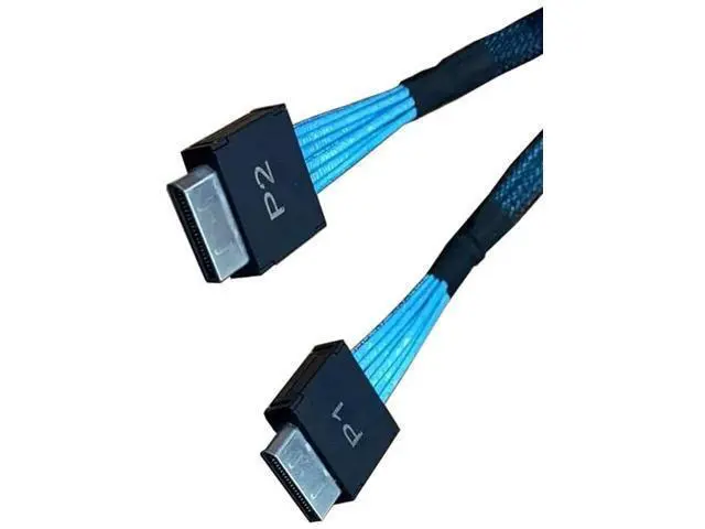 Alt view image 4 of 6 - 80cm SlimSAS 8X to 2×oCuLink 4X Cable, SFF8654 74Pin to 2×SFF8611 36Pin (Compatible with Broadcom MPN 056000100CBLSAST115485)