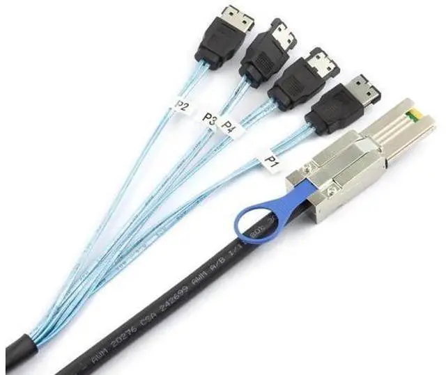 Alt view image 2 of 5 - Mini SAS HD SFF8088 26Pin to 4×eSATA 7Pin Female External Server Hard Drive Cable, 28AWG 6Gbps HighSpeed Copper Wire Harness, 2M/78.74in