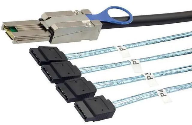 Main image of Mini SAS HD SFF8088 to 4×SATA 7Pin Cable, 6Gbps HighSpeed Server Hard Drive Data Cable for Servers, Storage Expansion, RAID Controller & Workstations, Multiple Lengths 0.5m/1m/2m/3m, 2M/78.74in