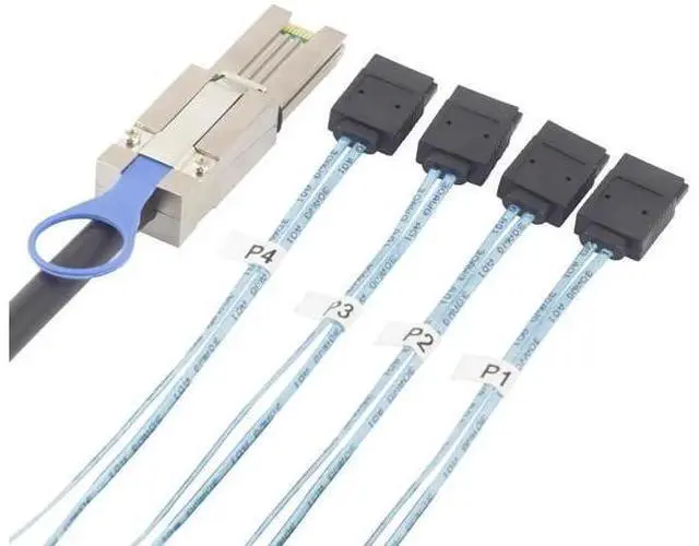 Alt view image 3 of 5 - Mini SAS HD SFF8088 to 4×SATA 7Pin Cable, 6Gbps HighSpeed Server Hard Drive Data Cable for Servers, Storage Expansion, RAID Controller & Workstations, Multiple Lengths 0.5m/1m/2m/3m, 2M/78.74in