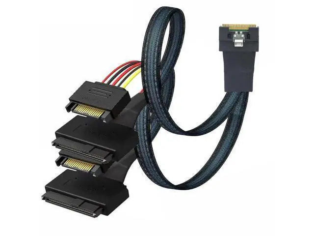 Alt view image 5 of 6 - Slimline SFF8654 8i to Dual SFF8639 U.2 with 15Pin Power Cable, 24Gbps HighSpeed Server Interconnect, 85Ohm Copper Wire, 0.8M
