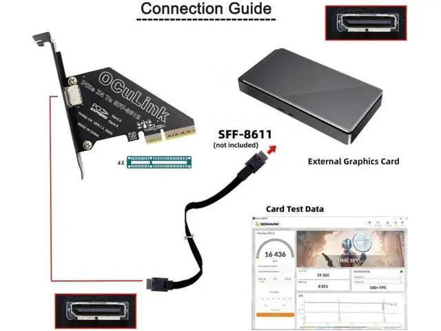 Alt view image 4 of 7 - PCIExpress 4.0 PCIe 4X to OCuLink SFF8611 / SFF8612 Host Adapter Card for U.2 SSD & eGPU External Graphics Dock