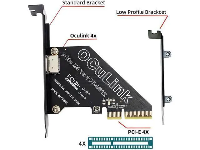 Alt view image 7 of 7 - PCIExpress 4.0 PCIe 4X to OCuLink SFF8611 / SFF8612 Host Adapter Card for U.2 SSD & eGPU External Graphics Dock
