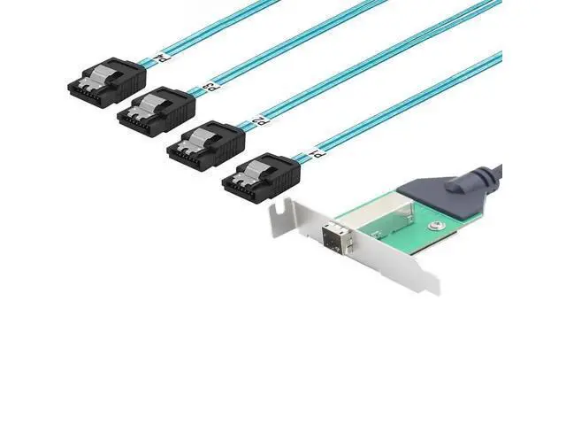 Alt view image 3 of 7 - Mini SAS HD SFF8644 Female with Latch to 4×SATA 7Pin Cable, 12Gbps HighSpeed Server Hard Drive Data Cable for RAID Controller, Workstation & Storage Expansion, 0.5M/19.68in