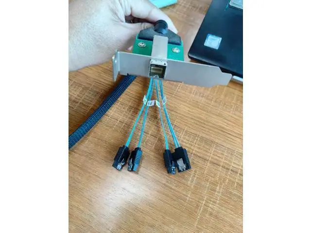 Alt view image 2 of 7 - Mini SAS HD SFF8644 Female with Latch to 4×SATA 7Pin Cable, 12Gbps HighSpeed Server Hard Drive Data Cable for RAID Controller, Workstation & Storage Expansion, 0.5M/19.68in