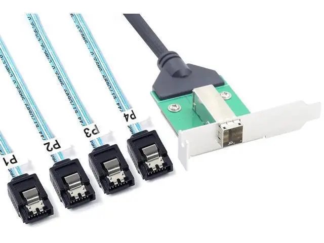 Alt view image 7 of 7 - Mini SAS HD SFF8644 Female with Latch to 4×SATA 7Pin Cable, 12Gbps HighSpeed Server Hard Drive Data Cable for RAID Controller, Workstation & Storage Expansion, 0.5M/19.68in