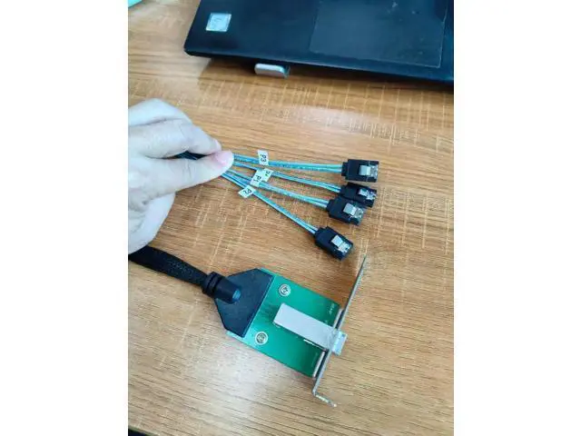 Alt view image 6 of 7 - Mini SAS HD SFF8644 Female with Latch to 4×SATA 7Pin Cable, 12Gbps HighSpeed Server Hard Drive Data Cable for RAID Controller, Workstation & Storage Expansion, 0.5M/19.68in