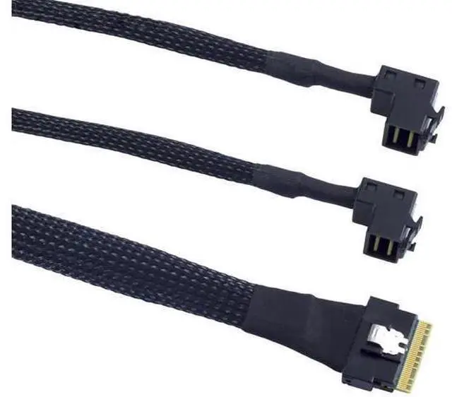 Alt view image 5 of 6 - Mini SAS Slimline SFF8654 8i PCIE 4.0 to Dual SAS HD SFF8643 Upward Cable, 24Gbps HighSpeed 32AWG Server Data Cable for RAID Controller, HDD & SSD, 0.8M/31.49in