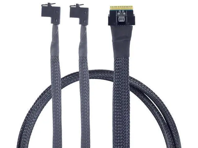 Alt view image 4 of 6 - Mini SAS Slimline SFF8654 8i PCIE 4.0 to Dual SAS HD SFF8643 Upward Cable, 24Gbps HighSpeed 32AWG Server Data Cable for RAID Controller, HDD & SSD, 0.8M/31.49in