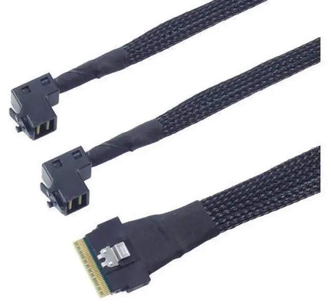 Alt view image 6 of 6 - Mini SAS Slimline SFF8654 8i PCIE 4.0 to Dual SAS HD SFF8643 Upward Cable, 24Gbps HighSpeed 32AWG Server Data Cable for RAID Controller, HDD & SSD, 0.8M/31.49in
