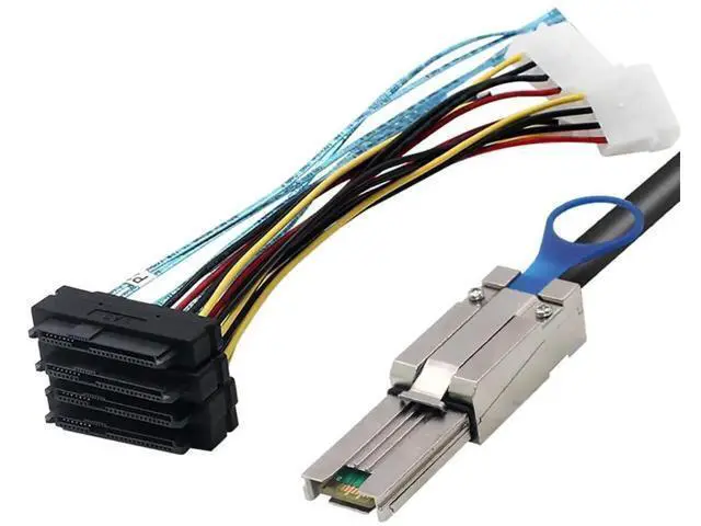 Alt view image 5 of 6 - Mini SAS HD SFF8088 26Pin to 4×SAS SFF8482 with Power Cable, 6Gbps HighSpeed Server Data Cable for RAID Controller, Storage Expansion & Workstation, 0.5M/19.68in