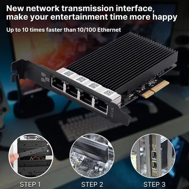 Alt view image 4 of 7 - 4-Port 2.5Gbps PCIe Ethernet Card with Intel I226, NAS/Gaming/Workstation | 2500Mbps 2.5 Gigabit Network Adapter to PCIE X4 X8 X16 NIC for Windows 10/11, Windows Server 2019/2022; Linux