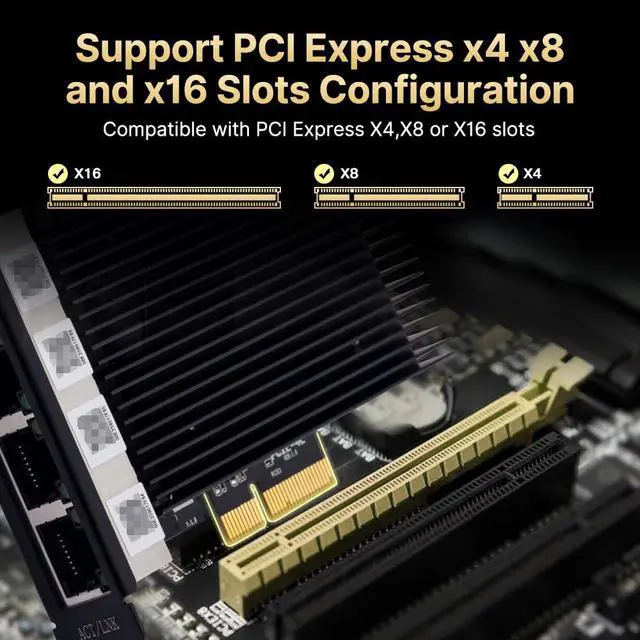 Alt view image 3 of 7 - 4-Port 2.5Gbps PCIe Ethernet Card with Intel I226, NAS/Gaming/Workstation | 2500Mbps 2.5 Gigabit Network Adapter to PCIE X4 X8 X16 NIC for Windows 10/11, Windows Server 2019/2022; Linux
