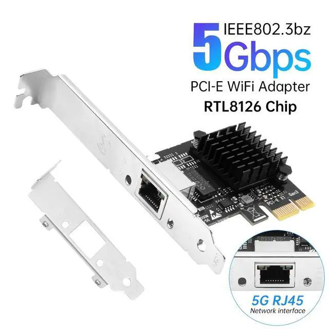 Alt view image 2 of 7 - RTL8126 5G PCIe Network Card, Low Profile, RJ45, Windows Linux