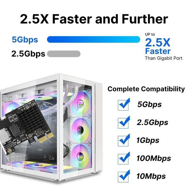Alt view image 5 of 7 - RTL8126 5G PCIe Network Card, Low Profile, RJ45, Windows Linux