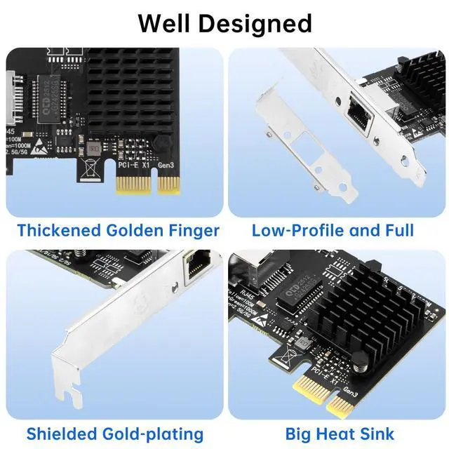 Alt view image 7 of 7 - RTL8126 5G PCIe Network Card, Low Profile, RJ45, Windows Linux