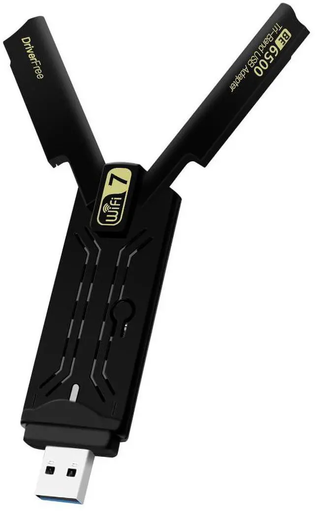 Main image of WiFi 7 USB Adapter for Desktop PC 6500Mbps Tri-Band 6GHz Gaming Win10/11 | 6GHz/5GHz/2.4GHz ultra-fast speeds, driver-included plug-and-play for Windows 10/11, RTL8912AU chipset, WPA3 security