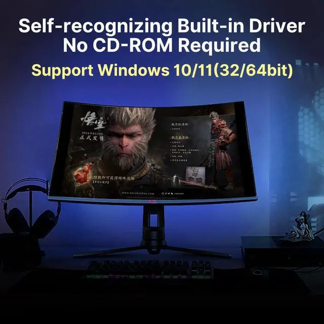 Alt view image 4 of 7 - WiFi 7 USB Adapter for Desktop PC 6500Mbps Tri-Band 6GHz Gaming Win10/11 | 6GHz/5GHz/2.4GHz ultra-fast speeds, driver-included plug-and-play for Windows 10/11, RTL8912AU chipset, WPA3 security