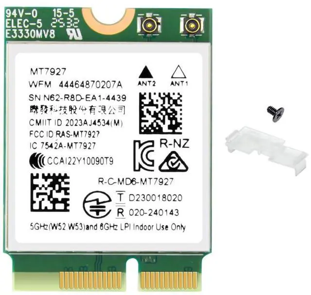 Main image of MT7927 WiFi 7 Card Tri-Band 802.11be Wireless Adapter, 2.4/5/6GHz BT 5.4 | MU-MIMO, WPA3, M.2 Key E for Windows 11 PC Laptop , Compatible with Intel & AMD Motherboard