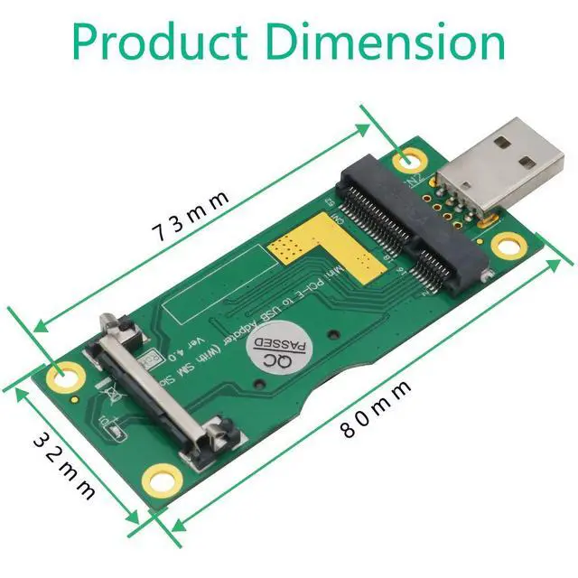 Alt view image 2 of 7 - Mini PCI-E to USB Adapter with SIM Card Slot for 3G / 4G Network Cards