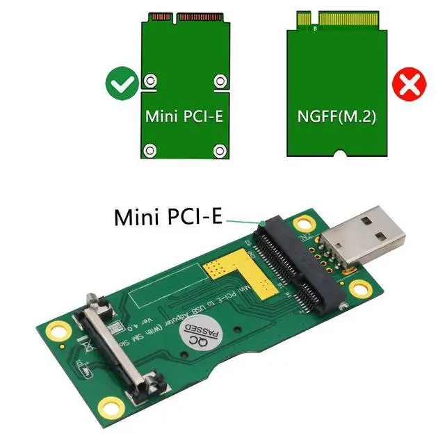 Alt view image 6 of 7 - Mini PCI-E to USB Adapter with SIM Card Slot for 3G / 4G Network Cards