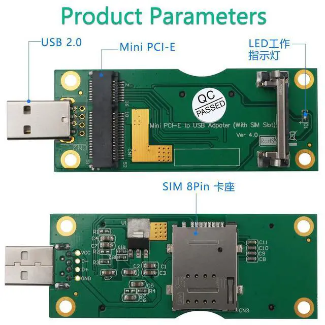 Alt view image 5 of 7 - Mini PCI-E to USB Adapter with SIM Card Slot for 3G / 4G Network Cards