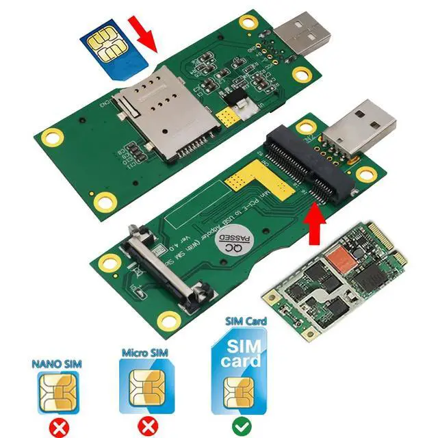 Alt view image 4 of 7 - Mini PCI-E to USB Adapter with SIM Card Slot for 3G / 4G Network Cards