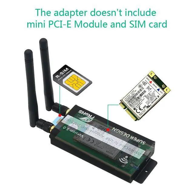 Alt view image 2 of 6 - Mini PCI-E to USB Adapter with SIM Card Slot, WWAN/LTE Module Upgrade for 3G / 4G Network Card