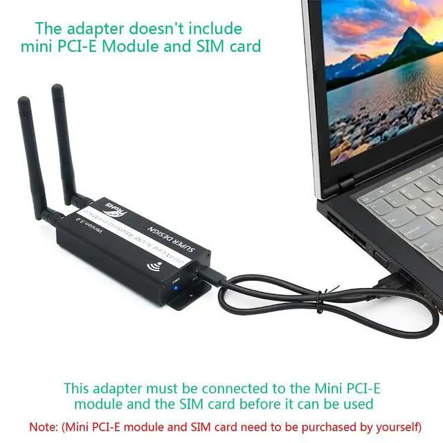 Alt view image 3 of 6 - Mini PCI-E to USB Adapter with SIM Card Slot, WWAN/LTE Module Upgrade for 3G / 4G Network Card
