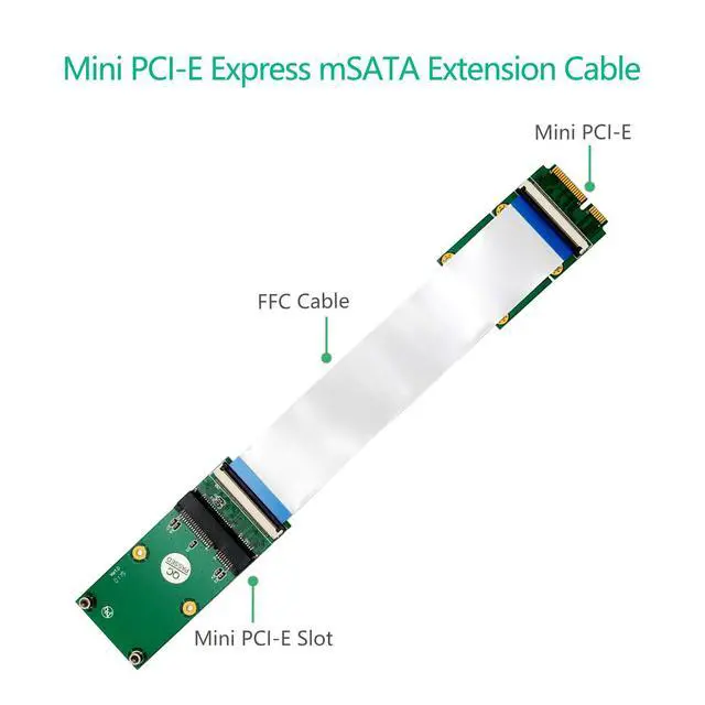 Alt view image 2 of 7 - SUPERPLUS Mini PCI-E Express mSATA Extension Cable for Wireless Card & Half/Full-size MiniCard Adapter