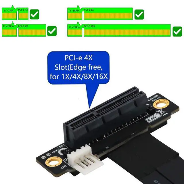 Alt view image 4 of 7 - M Key Extension M.2 NGFF Key M to PCIe 3.0 4X Extension Cable m.2 Key m to pci-e 4X (90°Right Angle PCI-E Slot)