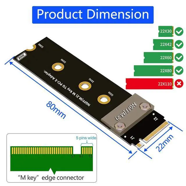 Alt view image 5 of 7 - M Key Extension M.2 NGFF Key M to PCIe 3.0 4X Extension Cable m.2 Key m to pci-e 4X (90°Right Angle PCI-E Slot)