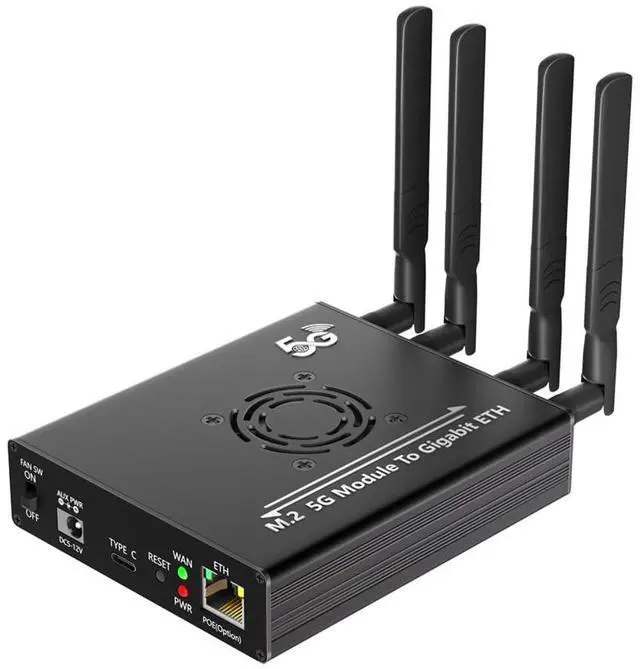 Main image of NGFF(M.2) 4G/5G Module to Type C Adapter with Dual SIM Card Slot and RJ45 Port and POE Module, Realtek RTL8125BG Controller(Black)