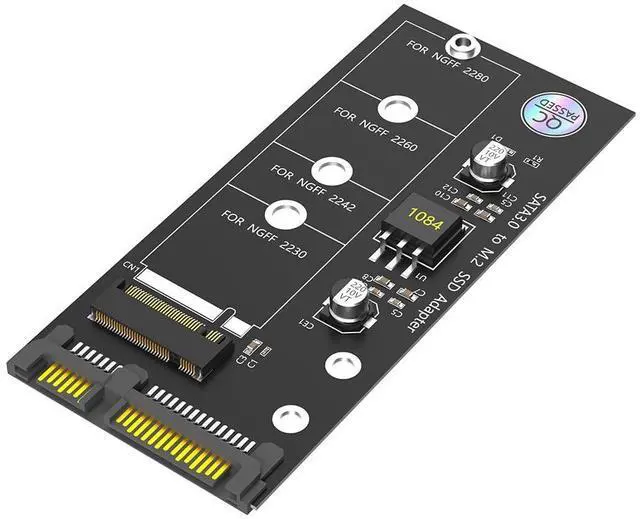 Main image of M.2 NGFF SATA SSD to SATA Adapter Card, Supports 2280/2260/2242/2230 mm, Up to 6 Gbps Transfer Rate