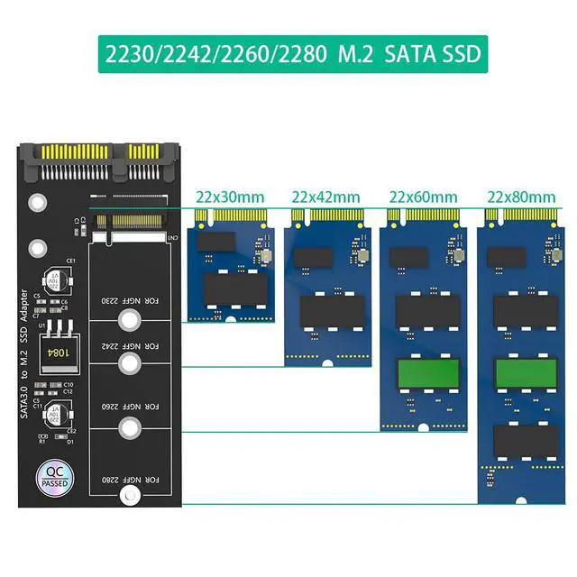 Alt view image 4 of 7 - M.2 NGFF SATA SSD to SATA Adapter Card, Supports 2280/2260/2242/2230 mm, Up to 6 Gbps Transfer Rate