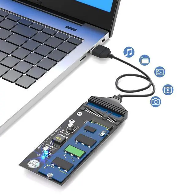 Alt view image 6 of 7 - M.2 NGFF SATA SSD to SATA Adapter Card, Supports 2280/2260/2242/2230 mm, Up to 6 Gbps Transfer Rate