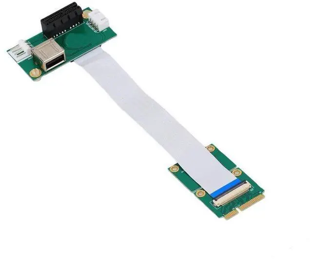 Main image of Mini PCI-E to PCI-E Express 1X Extension Cord Adapter Card with USB Riser Card