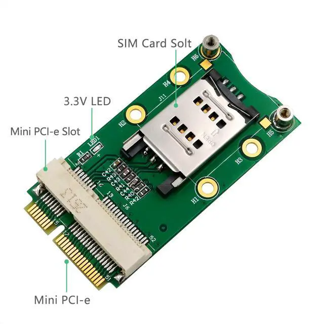 Alt view image 3 of 7 - Mini PCI-E Adapter with SIM Card Slot for 3G/4G,WWAN LTE,GPS Card (Clamshell SIM Card Holder)
