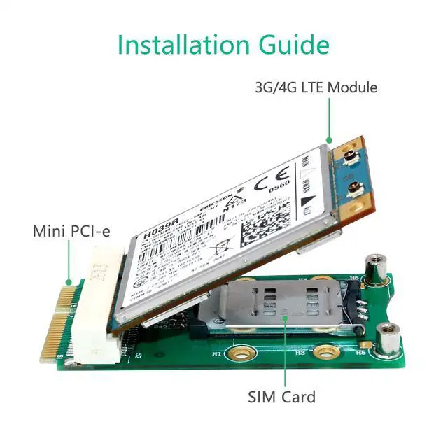 Alt view image 5 of 7 - Mini PCI-E Adapter with SIM Card Slot for 3G/4G,WWAN LTE,GPS Card (Clamshell SIM Card Holder)